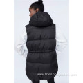 Customization Women Pure Color Zipper Hood Vest Jacket
